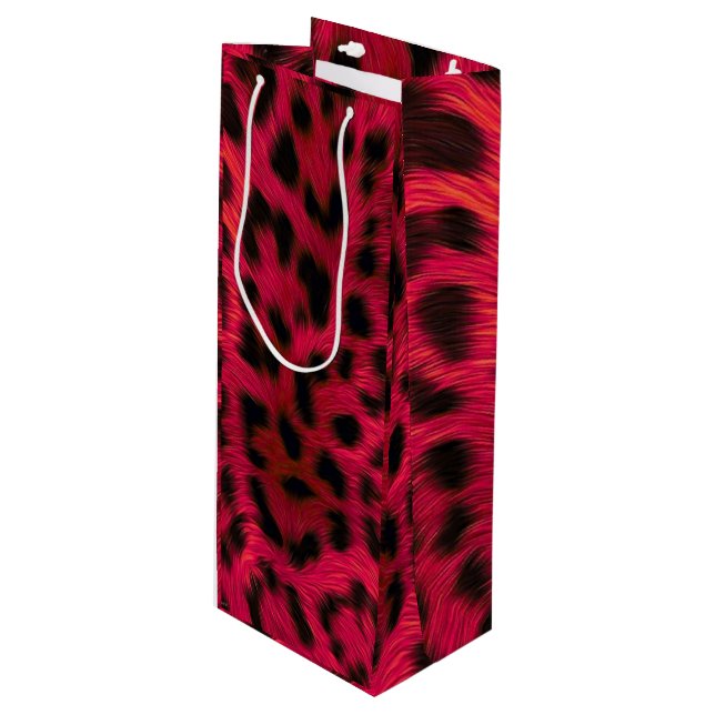 Bolsa Para Vino Hot Pink Leopard Print Faux  (Angulo Anverso)