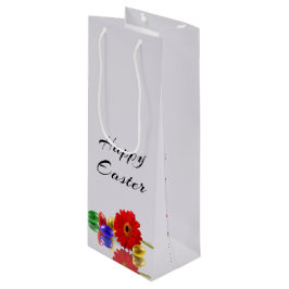Bolsa Para Vino Huevos de Pascua felices coloridos con el Gerbera