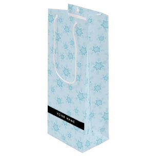 Bolsa Para Vino Ice Blue Snowflakes, su nombre, Personalice