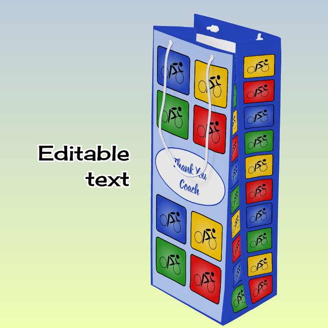 Bolsa Para Vino iconos de ciclismo de texto personalizado azul (Subido por el creador)