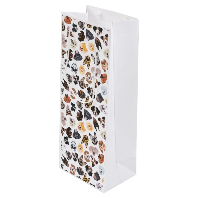 Bolsa Para Vino Ilustracion alegre con los perros (Angulo Anverso)