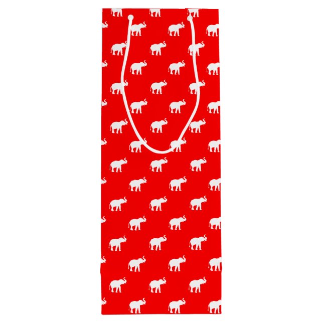 Bolsa Para Vino Ilustracion femenino del elefante rojo (Reverso)