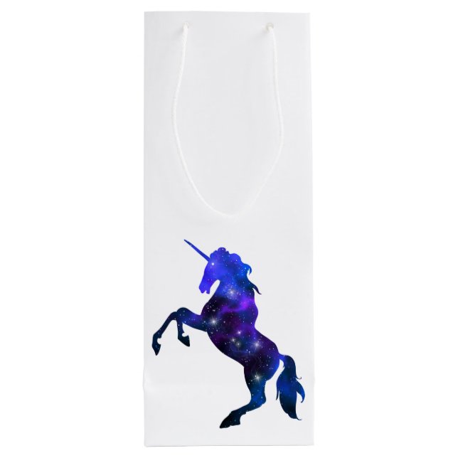 Bolsa Para Vino Imagen brillante azul galaxia hermosa unicornio (Reverso)
