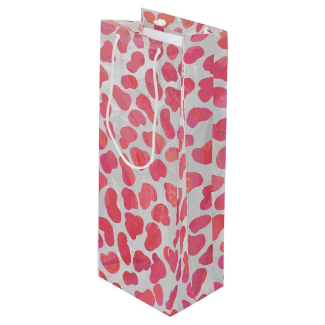 Bolsa Para Vino Impresión dálmata rosa y blanca (Angulo Anverso)