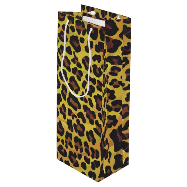 Bolsa Para Vino Impresión de leopardo marrón y amarillo (Angulo Anverso)