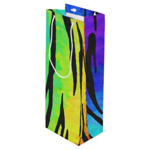 Bolsa Para Vino Impresión de tigre negro y arcoiris