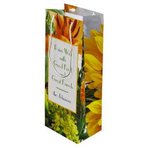 Bolsa Para Vino Impresión personalizada de girasoles vívidos