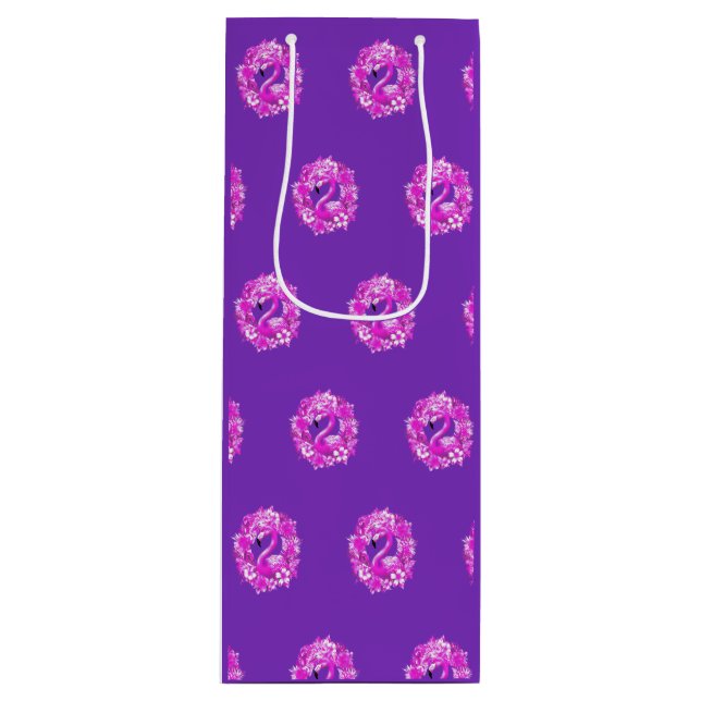 Bolsa Para Vino Isla Tropical Rosa Morada Flamingo (Anverso)