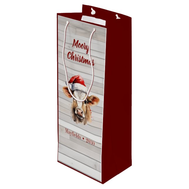 Bolsa Para Vino Jersey Cow, Barn Wood "Navidades moros" (Angulo reverso)