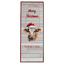 Bolsa Para Vino Jersey Cow, Barn Wood "Navidades moros"