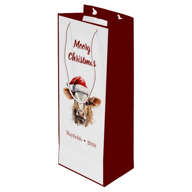 Bolsa Para Vino Jersey Cow "Moory Navidades" (Angulo reverso)