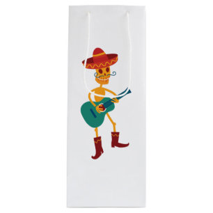 Bolsa Para Vino Jugador de Guitarra de Esqueleto Festivo