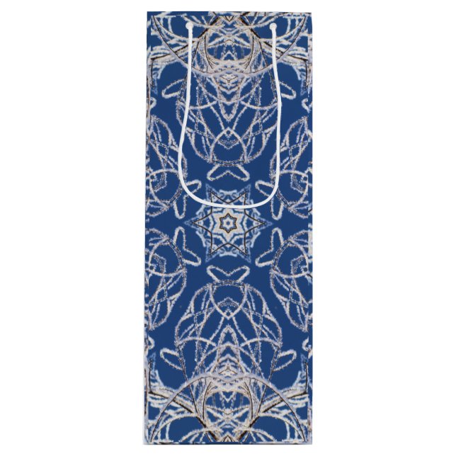 Bolsa Para Vino Kaleidoscope Azul brillante, blanco, una sola estr (Anverso)