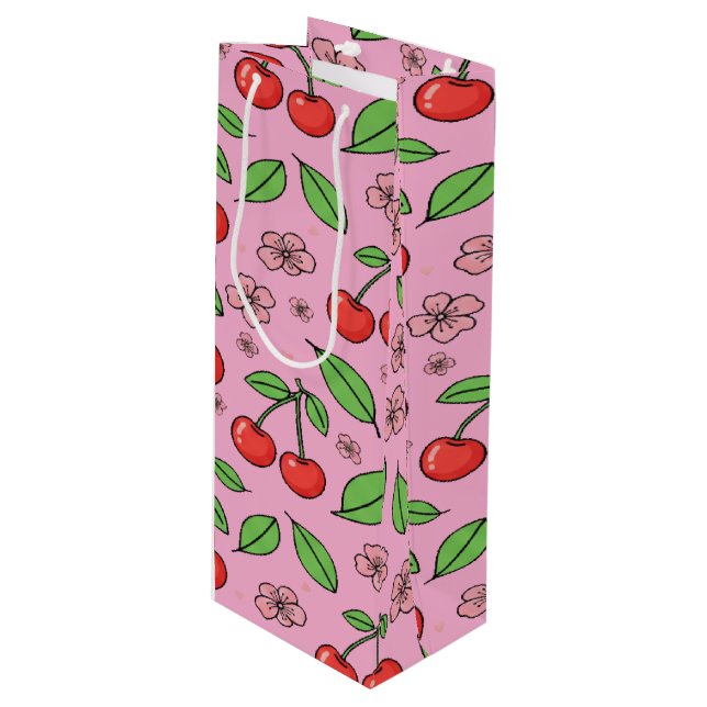 Bolsa Para Vino Kawaii Red Cherry Vibes Cute Girly Aesthetic (Angulo Anverso)