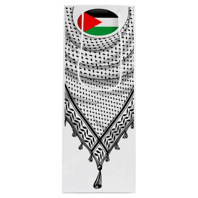 Bolsa Para Vino Keffiyeh palestino Scarf tejido tradicional (Anverso)