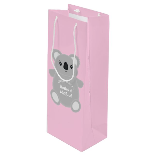 Bolsa Para Vino Koala Bear Baby Shower Chica (Angulo Anverso)