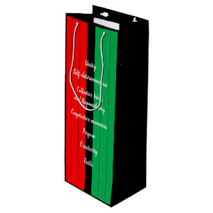 Bolsa Para Vino Kwanzaa Principios Patrón de franjas verdes rojas