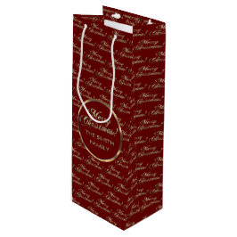 Bolsa Para Vino La familia Smith Navidades Red Faux Gold Script