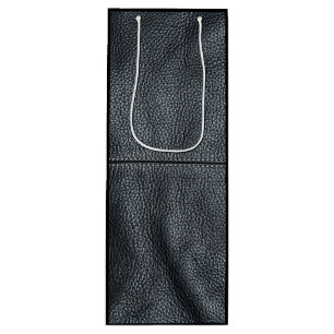 Bolsa Para Vino La mirada del grano de cuero negro cosido suavidad