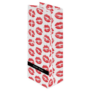Bolsa Para Vino Labios rojos, besos, pintalabios, tu nombre, perso