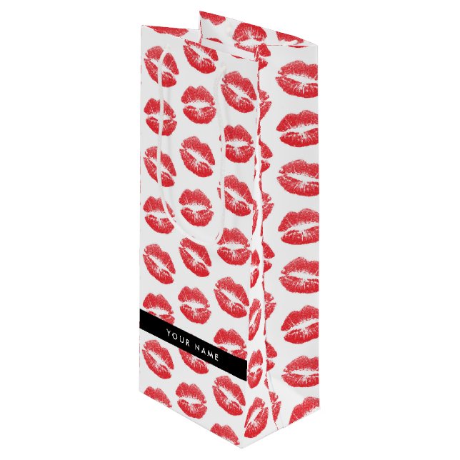 Bolsa Para Vino Labios rojos, besos, pintalabios, tu nombre, perso (Angulo Anverso)