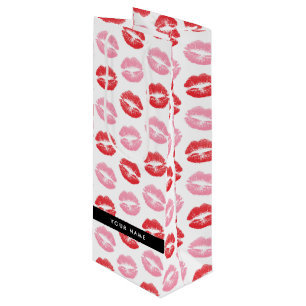 Bolsa Para Vino Labios rojos, labios rosados, besos, tu nombre, pe