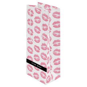 Bolsa Para Vino Labios rosados, besos, pintalabios, tu nombre, per
