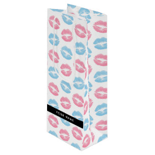 Bolsa Para Vino Labios rosados, labios azules, besos, tu nombre, p