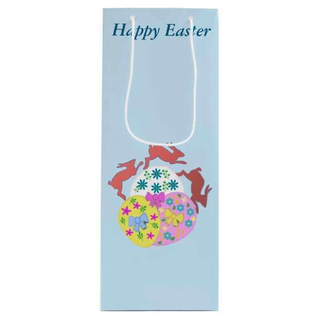 Bolsa Para Vino Leaping Hares editable Easter (Anverso)