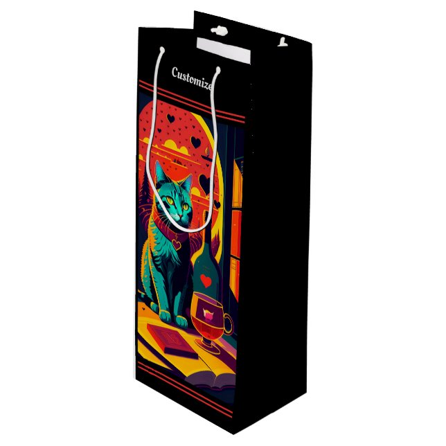 Bolsa Para Vino Libros De Gatos Y Vino Al Azar (Angulo Anverso)