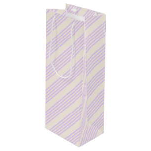 Bolsa Para Vino Lilac púrpura y beige cinco rayas patrón