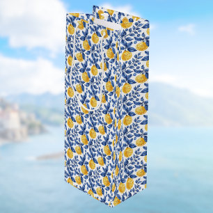 Bolsa Para Vino Limones Amarillos Follaje Azul Mediterráneo Amalfi
