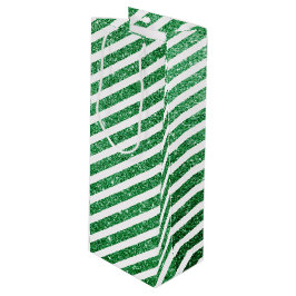 Bolsa Para Vino Lindo Caramelo de Navidad Glitter Verde Rayado