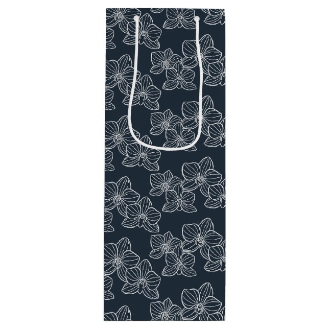 Bolsa Para Vino Linear Orchid | Botanical Floral Charcoal (Anverso)