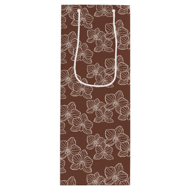 Bolsa Para Vino Linear Orchid | Botanical Floral Dark Rust (Anverso)