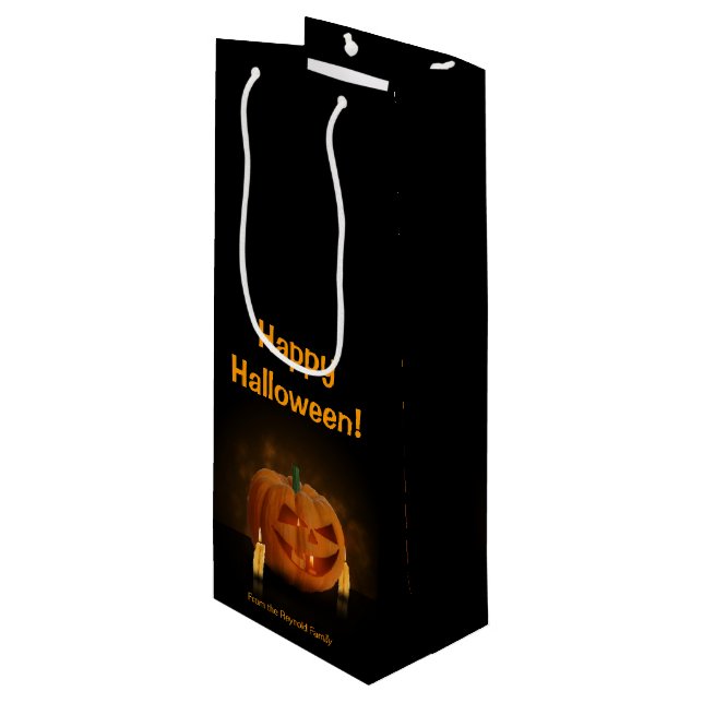 Bolsa Para Vino Linterna de calabaza de Halloween con velas (Angulo Anverso)