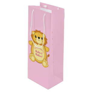 Bolsa Para Vino Lion Baby Shower Pink