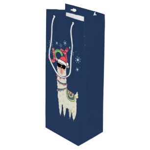 Bolsa Para Vino Llama Guay en Santa Hat con Navidades de copas de