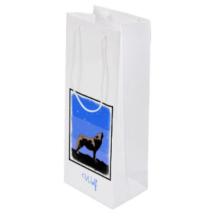 Bolsa Para Vino Lobo en invierno - Arte de vida silvestre original