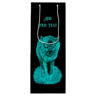 Bolsa Para Vino Lobo negro enojado en la noche