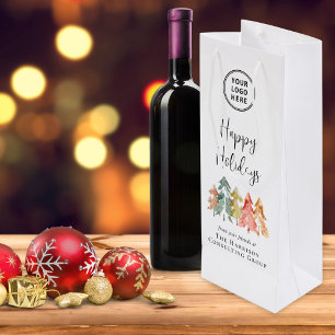 Bolsa Para Vino Logotipo empresarial Felices Fiestas Navideñas Cor