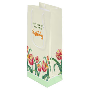 Bolsa Para Vino Loro amarillo cumpleaños Tulips Floral solo para t