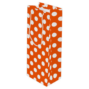 Bolsa Para Vino Los puntos de la polka blanca en el naranja