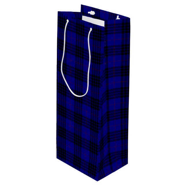 Bolsa Para Vino MacKay tartan azul chapa (Angulo Anverso)
