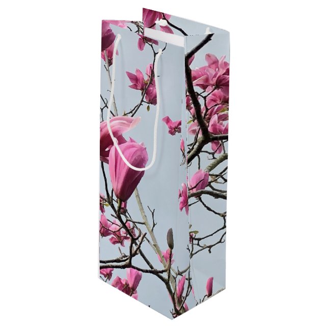 Bolsa Para Vino Magnolia rosa elegante florece Hanami pacífico (Angulo Anverso)