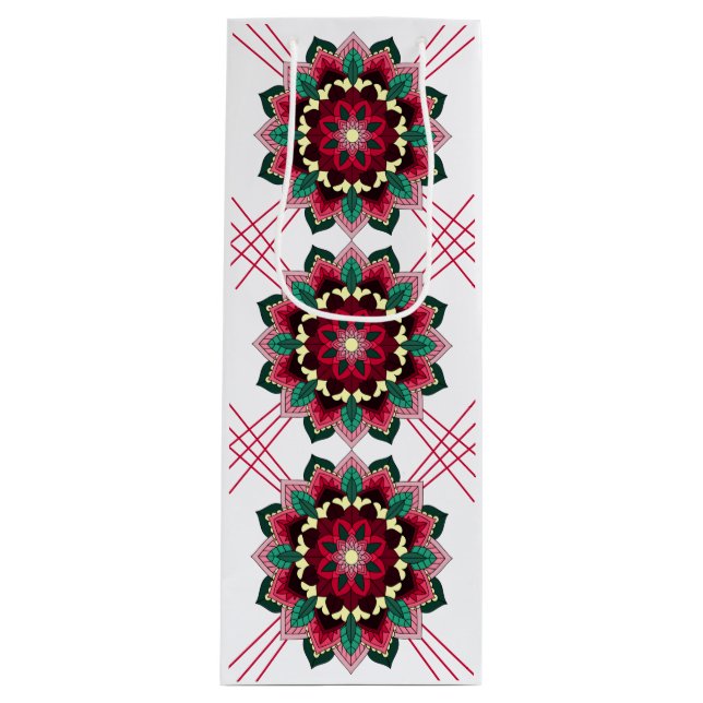 Bolsa Para Vino Mandala Pattern 02 in deep pink Wine Gift Bag (Anverso)