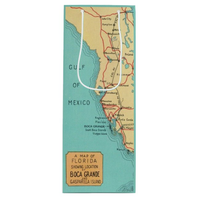 Bolsa Para Vino Mapa de la isla Boca Grande Useppa (Anverso)