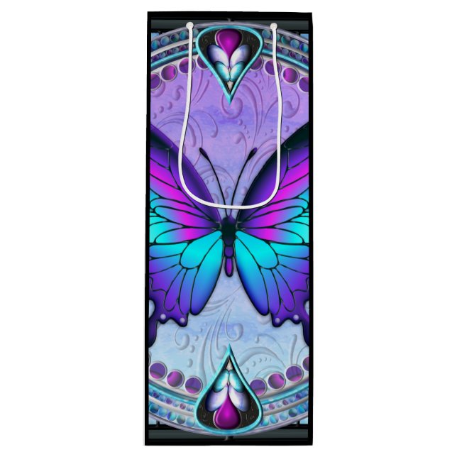 Bolsa Para Vino Mariposa de sublimación con fondo (Anverso)