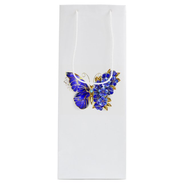 Bolsa Para Vino Mariposa Flor Zafiro (Anverso)