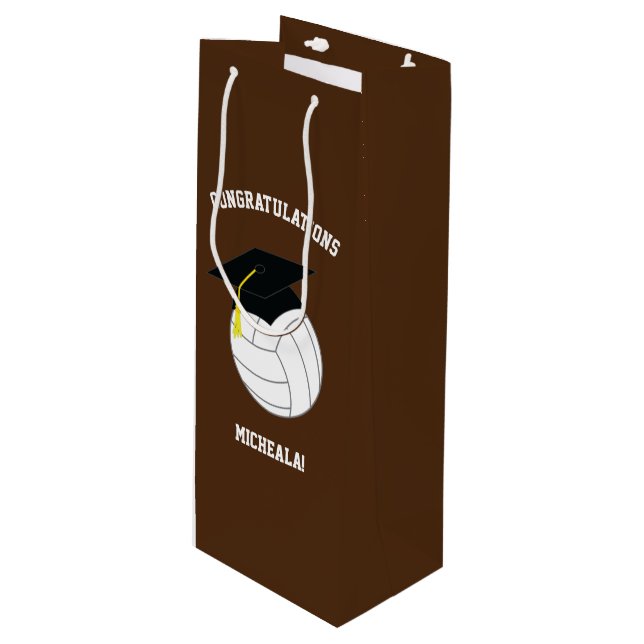 Bolsa Para Vino Marrón de deportes de graduación de voleibol (Angulo Anverso)